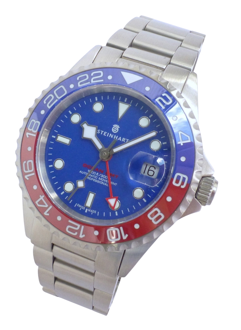 Steinhart Steinhart Ocean One GMT BLUE-RED Ceramic Blue Dial Diver Watch  103-1322