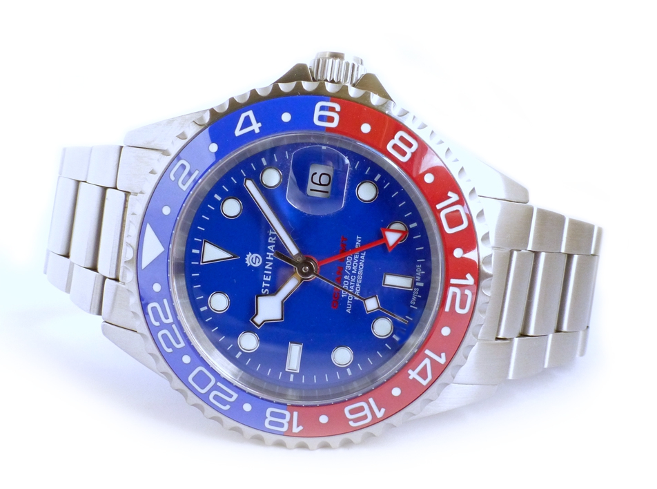 Steinhart Steinhart Ocean One GMT BLUE-RED Ceramic Blue Dial Diver Watch  103-1322