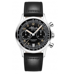 Atlantic Atlantic Worldmaster Bicompax Black on Leather Strap 52852.41.63