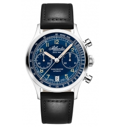Atlantic Atlantic Worldmaster Bicompax Blue on Leather Strap 52852.41.53